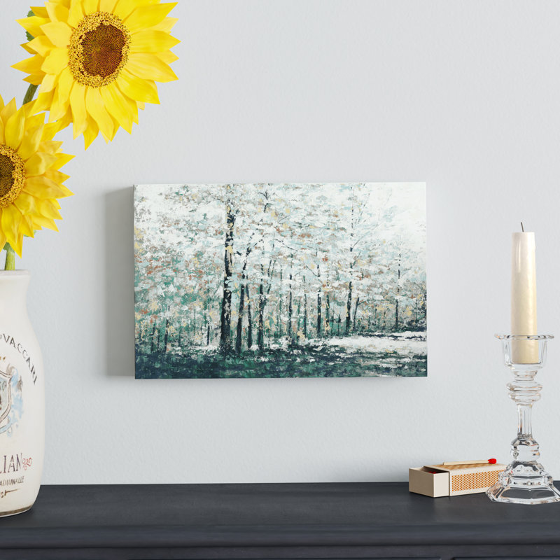 Blue Treeline - peinture sur toile tendue, H 8 po x l 12 po, Impression sans cadre, Sans cadre