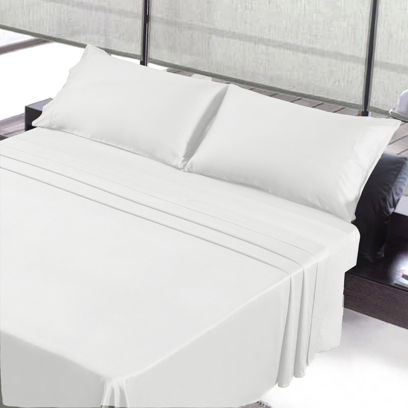 Ensemble de draps 100% coton 230 fils, Ensemble de draps pour grand lit + un drap-housse , Blanc
