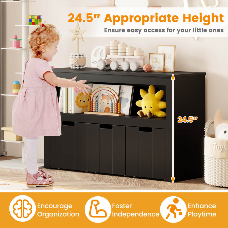Armoire de rangement Commode 3 tiroirs avec roulettes, Noir