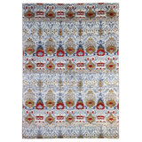 Wool Ikat Area Rug in Blue/Gold/Ivory