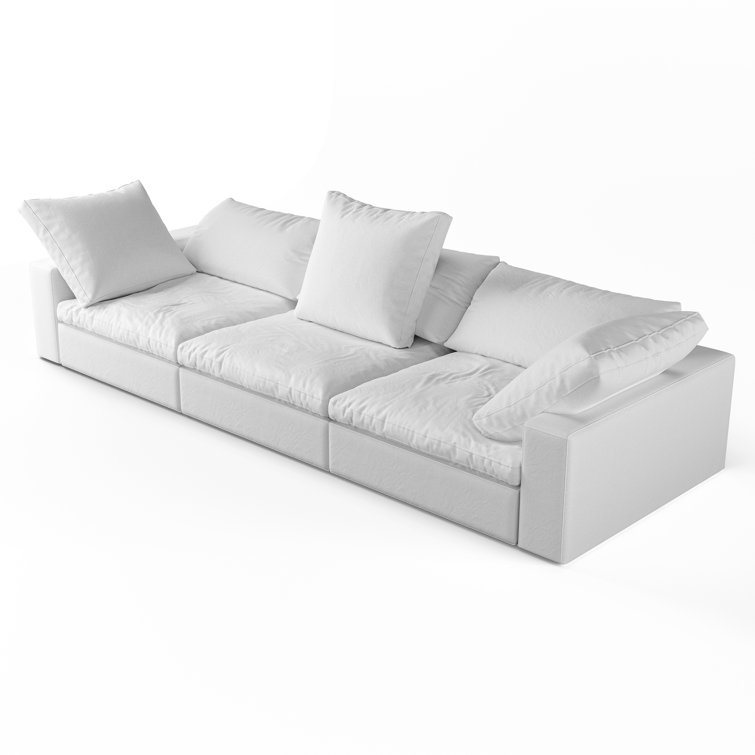 Cloud Puff Slipcovered Modular Sectional Sofa - Performance Gray 4 Piece 
