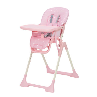 Collapsible Baby High Chair for Feeding – Adjustable Height, Backrest & Footrest, Removable Tray, Compact Fast Folding, Safe for Babies & Toddlers, Easy Clean – Pink