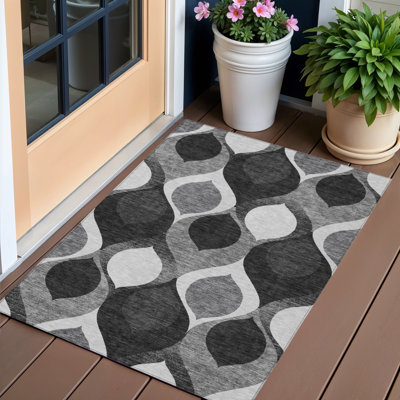Tapis d'extérieur lavable gris anthracite 3 pi x 5 pi Ogee