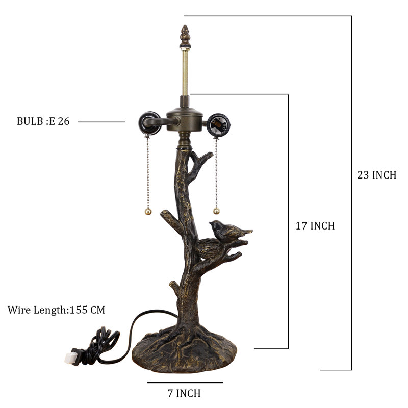 Remplacement de la base de la lampe de table Tiffany seulement, large 7 hauteur 23 pouces, apte à l'abat-jour en verre coloré, finition en résine bronze avec harpe et finale