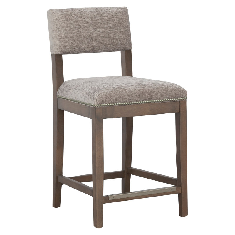 Silas Upholstered Stool with Solid Wood Frame, Bar Stool (29.75" Seat Height), Linen (3156 72), Mica