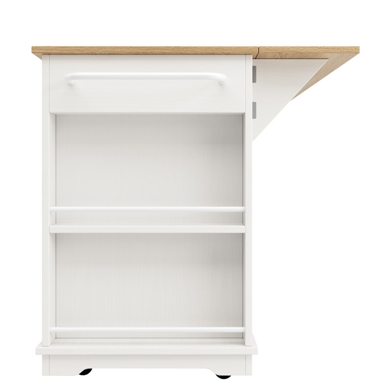 Wood Kitchen Island, White