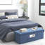 Banc de rangement avec repose-pieds 43 po avec cloison amovible et poche latérale pour chambre bleue