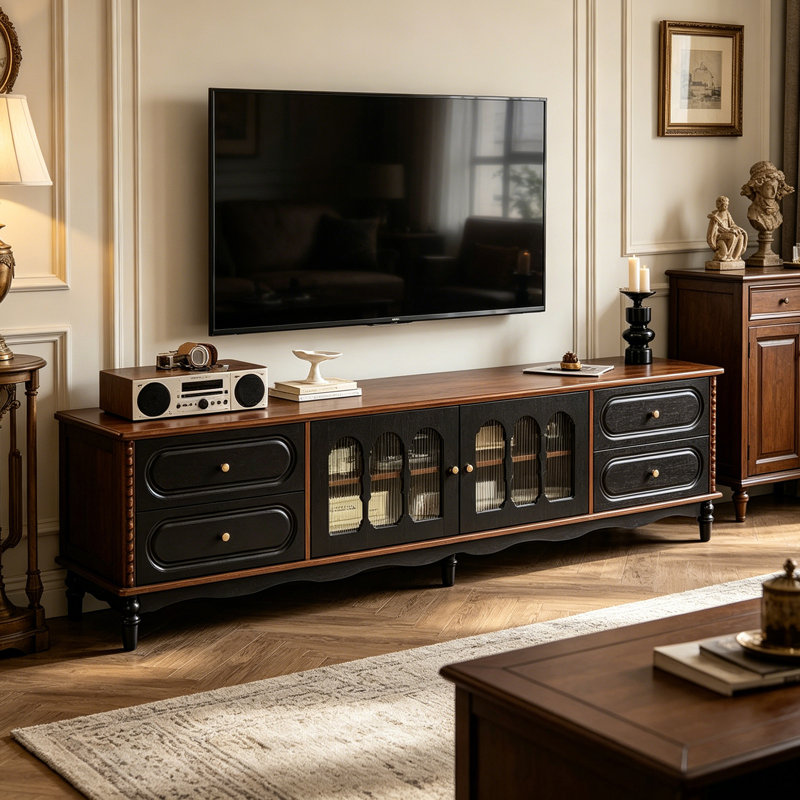 Grand meuble télé en bois avec rangement, H 22,83 po x L 22,83 po x l 15,74 po