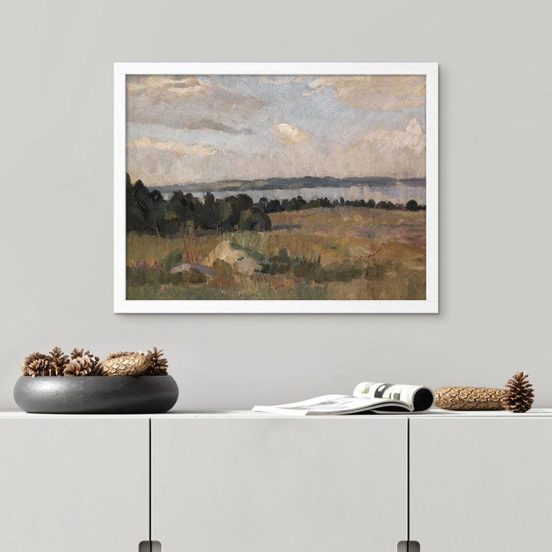 "Champ vert de campagne" sur papier, H 11 po x l 14 po, Blanc