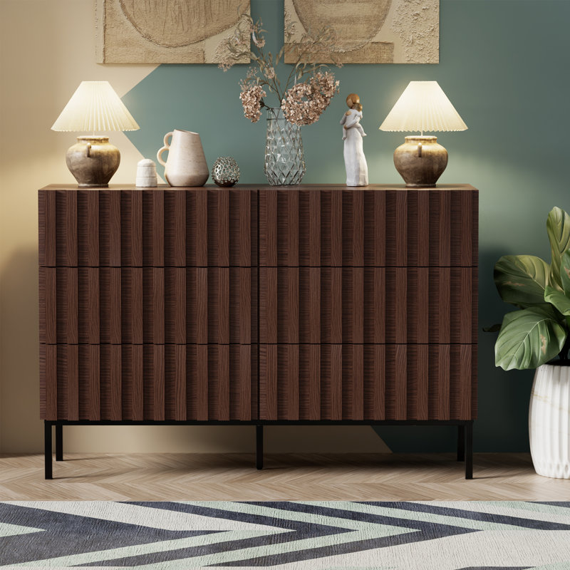 Sevyn 6 Drawer 47.2" W Double Dresser, Coffee