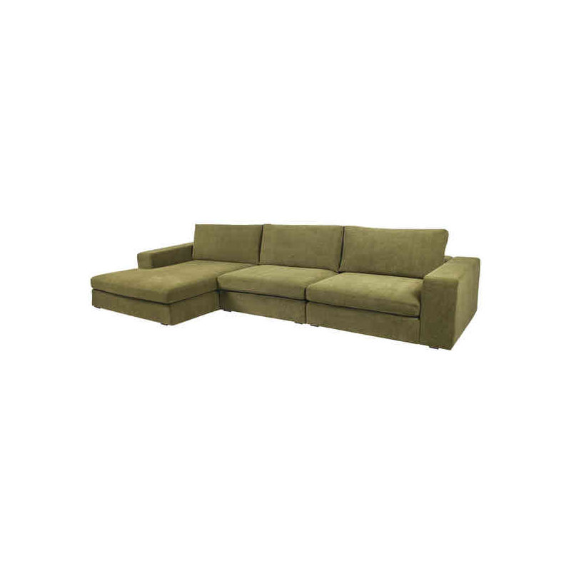Canapé modulaire 3 pièces Ojai, Chenille verte, Accoudoir à gauche (vu de face)