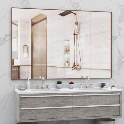 Miroir de salle de bain surdimensionné avec plateau mural amovible (miroir inclus seulement)