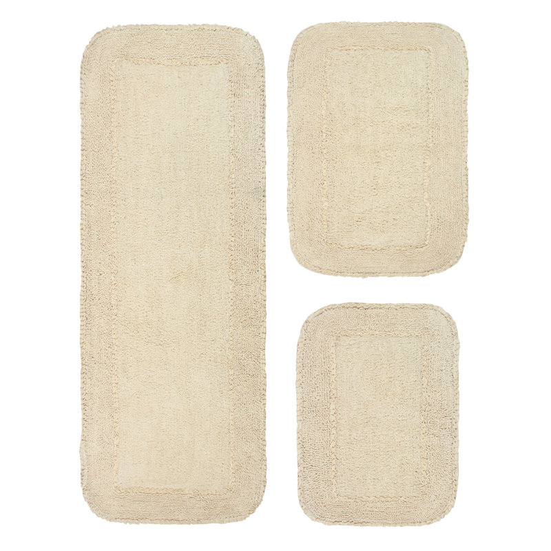 Ensemble de tapis pour salle de bain 3 pièces Aceyon, Ivoire