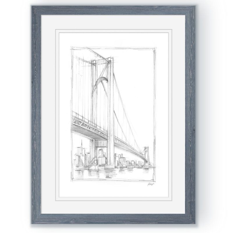 «Suspension Bridge Study I» par Paul Cezanne - reproduction d'art encadrée, H 30 po x l 22 po x P 2 po