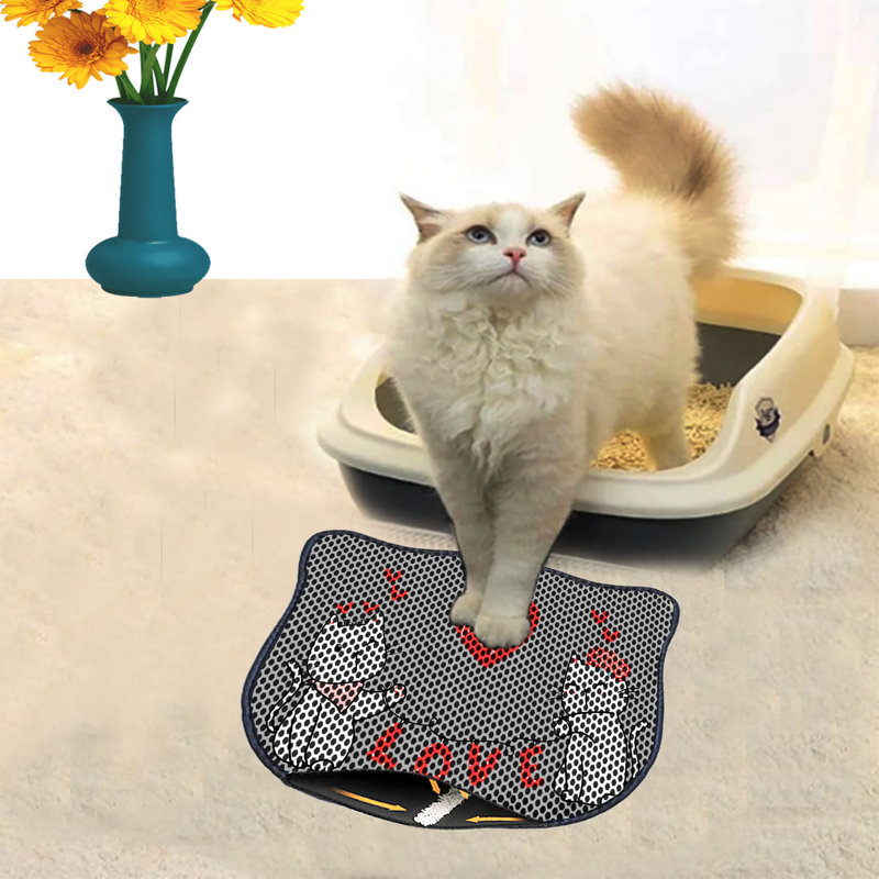 Tapis de litière durable pour chat, 15,7 po x 19,7 po | 50% PVC / 50% polyester, lavable à la machine et passer l'aspirateur | Parfait pour un nettoyage facile, conception antidérapante pour garder votre maison propre et fraîche, idéal pour les propriétaires d'animaux de compagnie