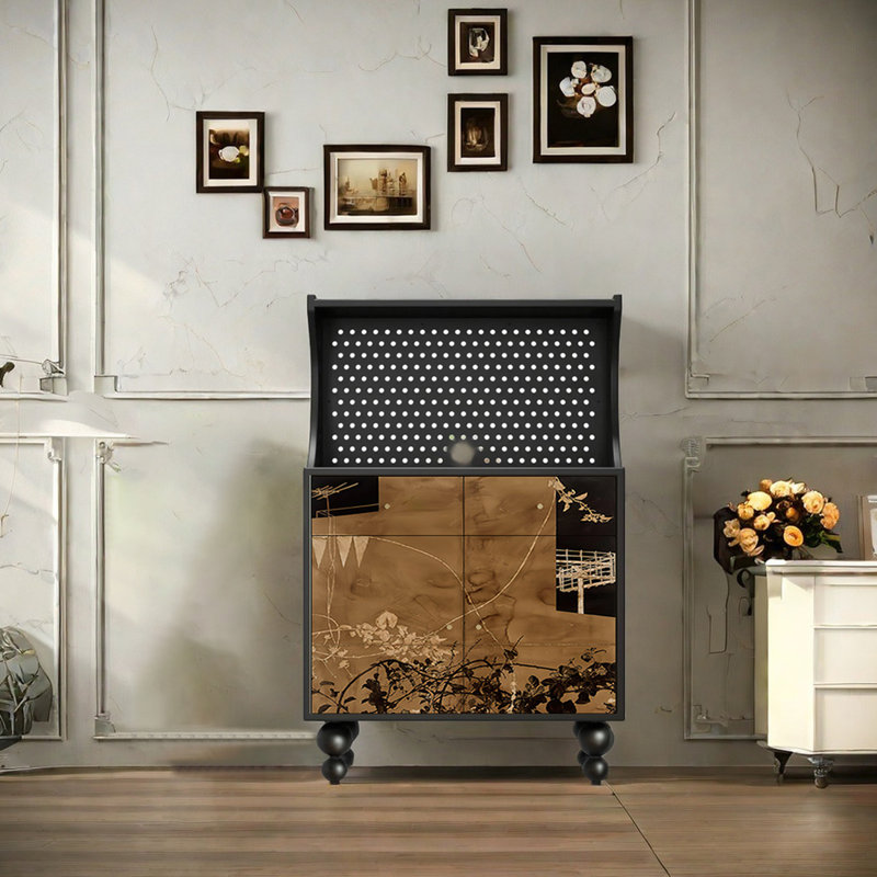 Multifunctional art retro accent cabinet, Black