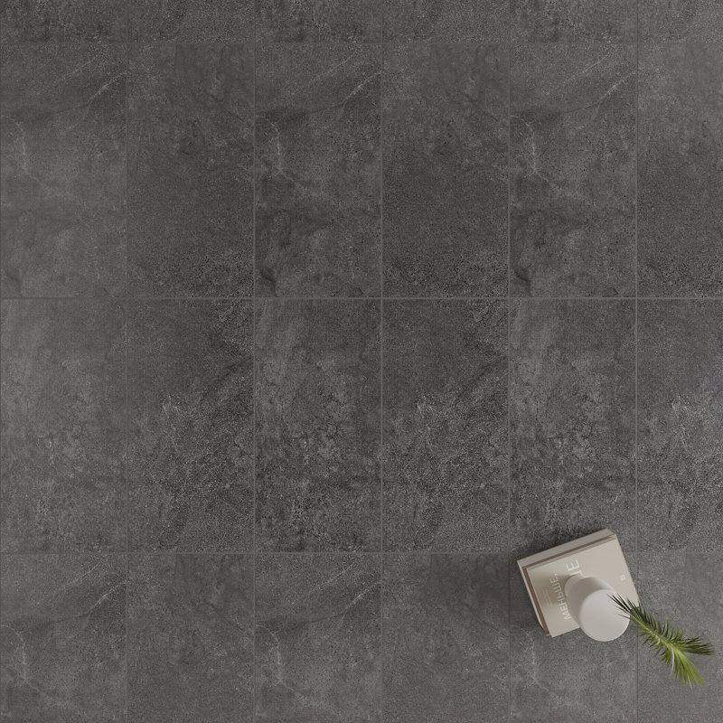 Italian Metalia Porcelain 12"x 24"x 9mm Floor and Wall Tile Case - (7 PCS, 14 Sq. Ft.), Black