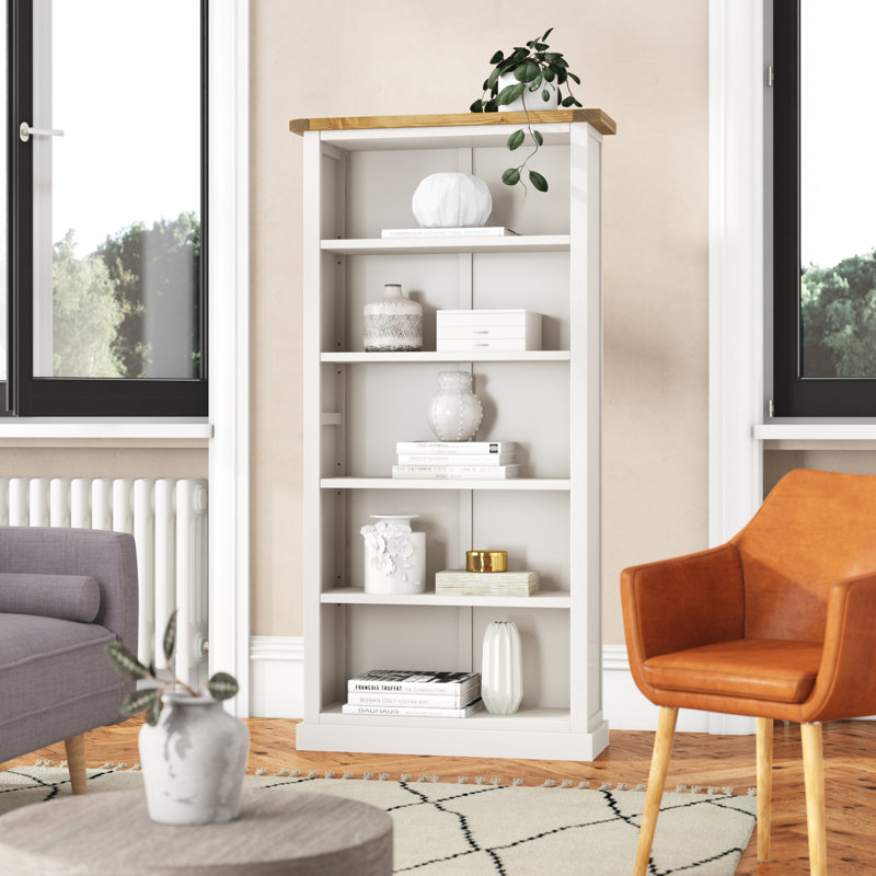 Arley 90cm H x 90cm W Standard Bookcase, Off White, 180cm H x 90cm W x 30cm D