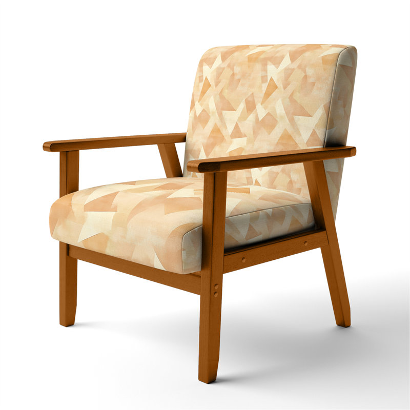 Chaise géométrique rembourrée avec accoudoirs Beige Angles, Accoudoirs carrés bruns