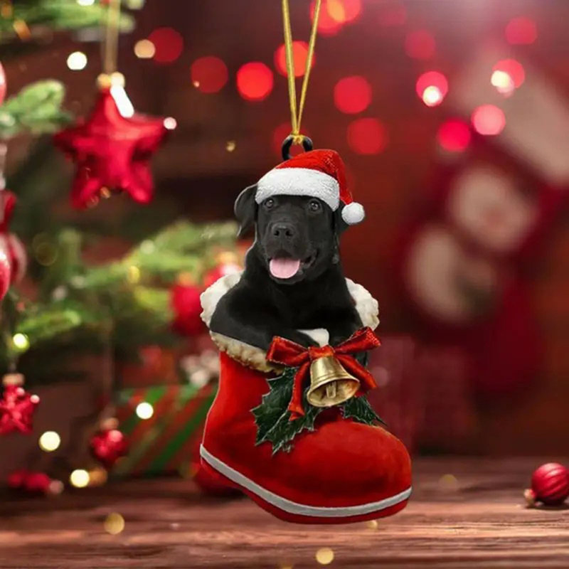 Mignon chien, arbre de Noël suspendu, décoration de Noël en acrylique