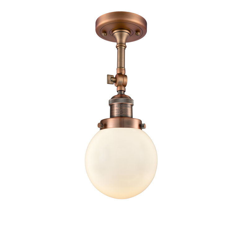 Applique murale de salle de bain 1 lumière Clementina, Cuivre antique, Boîtier blanc mat, Ampoule non incluse