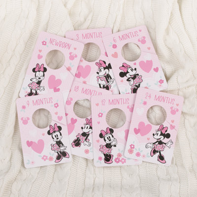 NoJo Disney Minnie Mouse Pink, Black, and White Nursery Baby Closet Dividers - 7 Newborn to 24 Months 7 Piece Fabric Hanging Organizer Set
