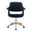 Chaise de bureau Mid-Century Vintage Flair Vintage en métal doré et velours bleu par Lumisource-123945140