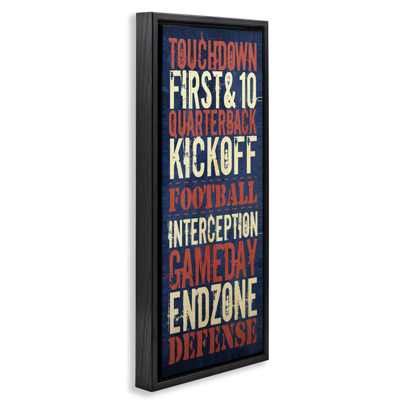 Rustic Football Phrases, 25" H x 11" W, Jet Black Floater Frame