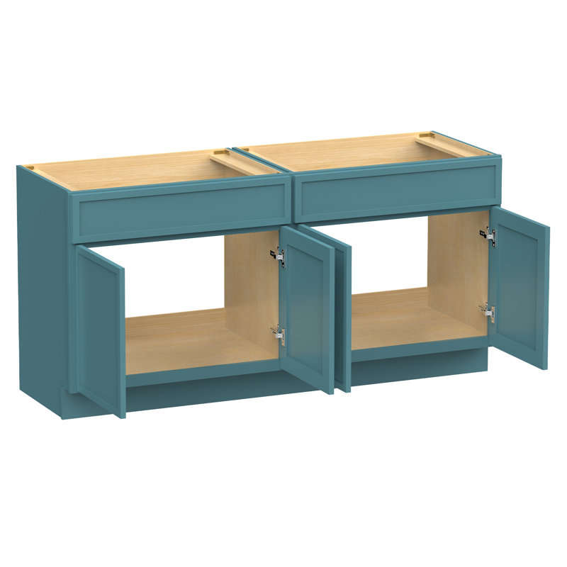 66" Double Bathroom Vanity Base Only, Teal