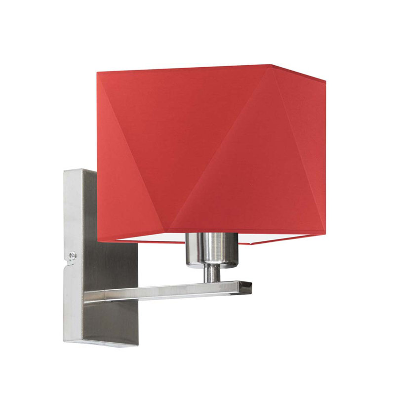 Awilda Armed Sconce, Brushed Steel, Red