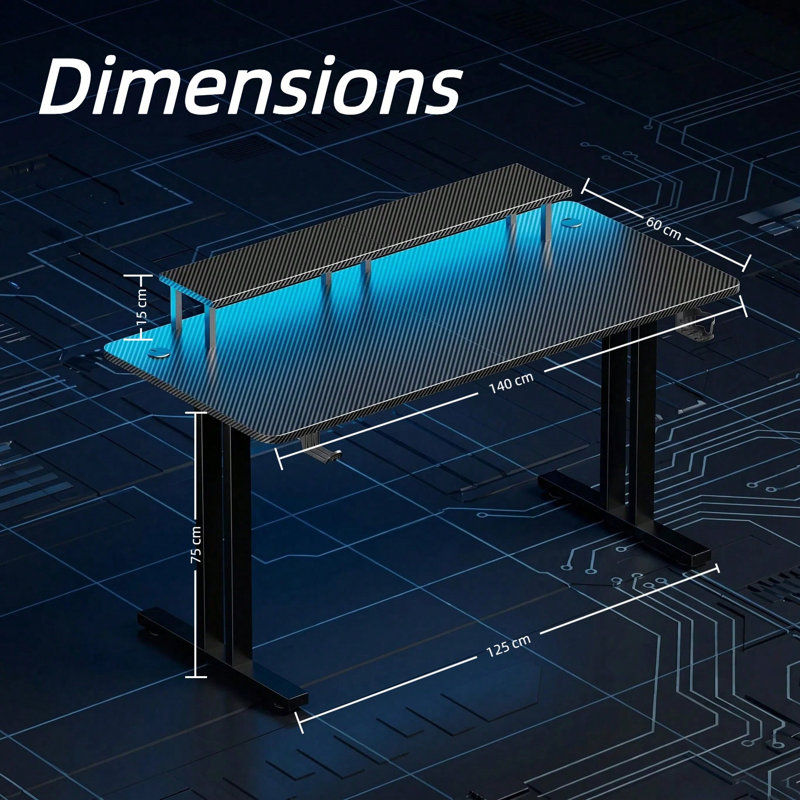 MDF Steel Computer Desk, 75cmH×140cmW×60cmD
