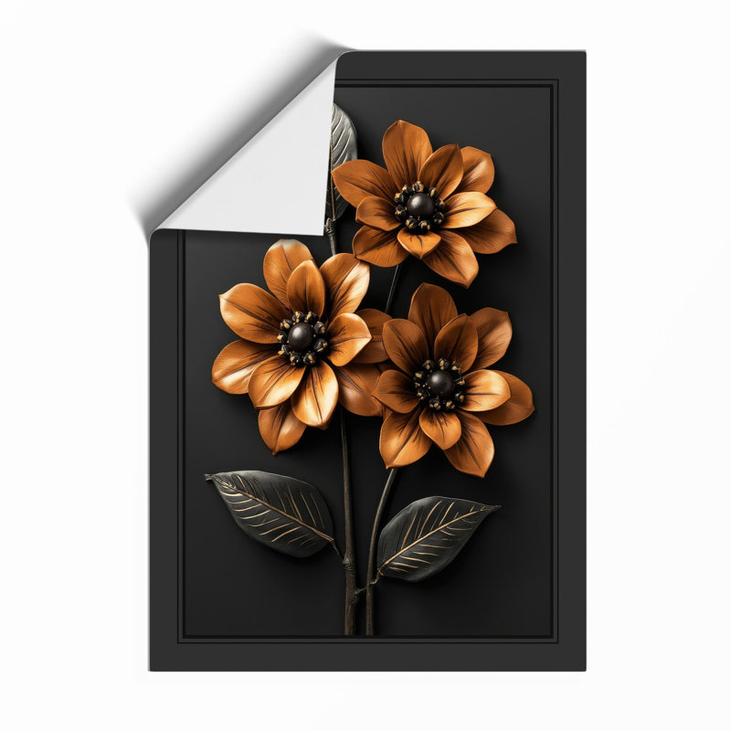 Gilded Stem Botanical - Framed Print, Walnut, A4 - 29.7 x 21.0 cm
