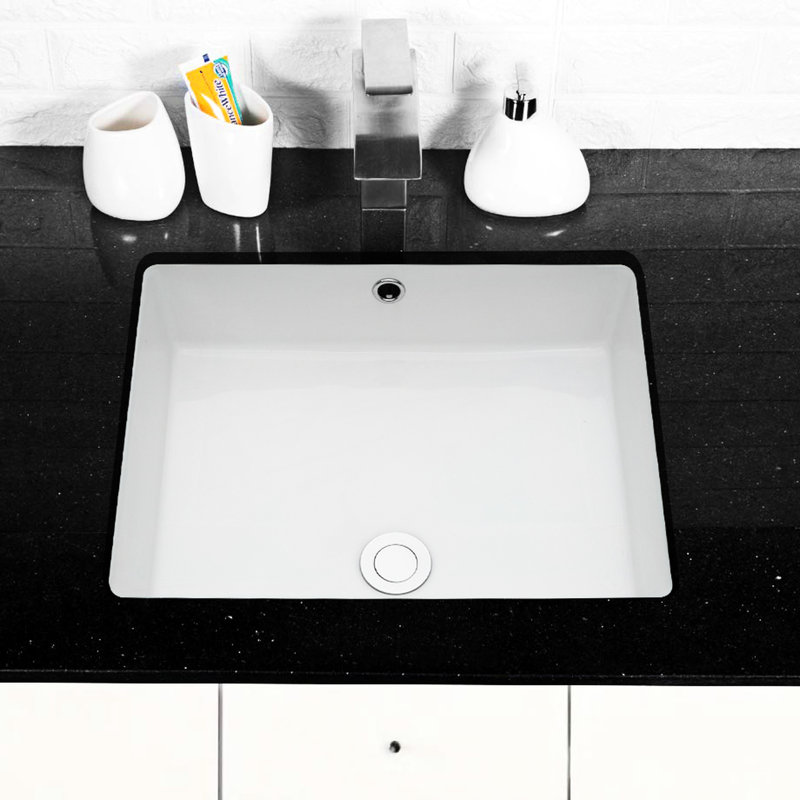Lavabo de salle de bain rectangulaire en céramique 20 x 15,5 - encastré avec trop-plein et pratique pour économiser de l'espace