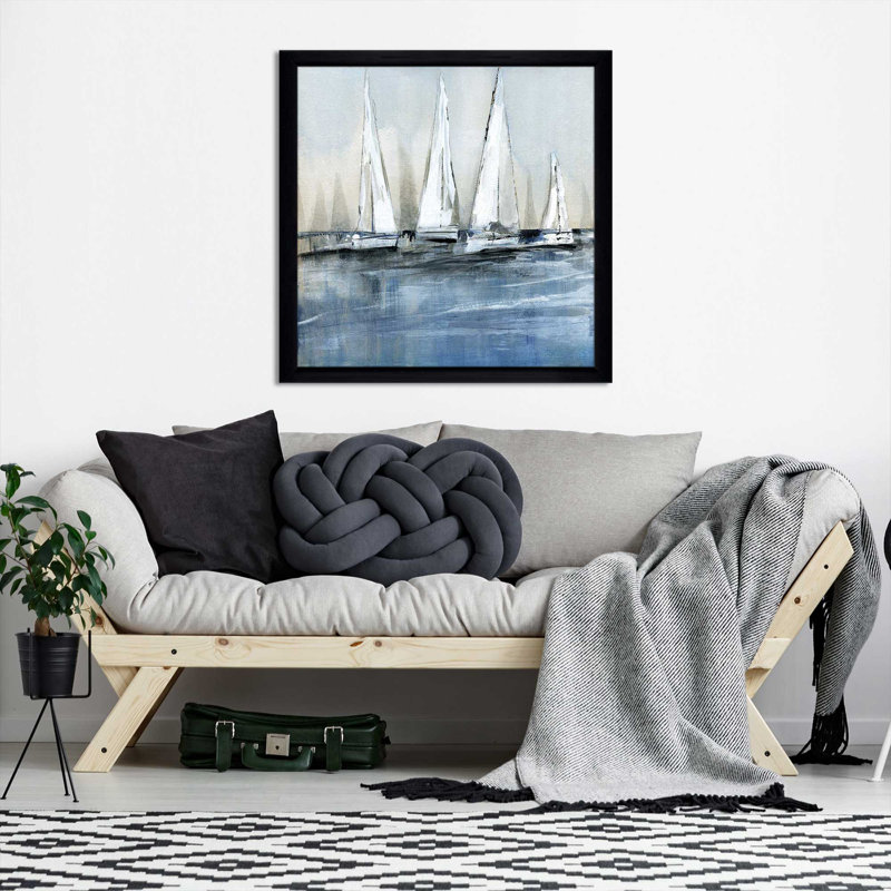 «Waiting for the Sun I» par Susan Jill - Peinture, H 25,5 po x l 25,5 po x P 1 po, Cadre noir