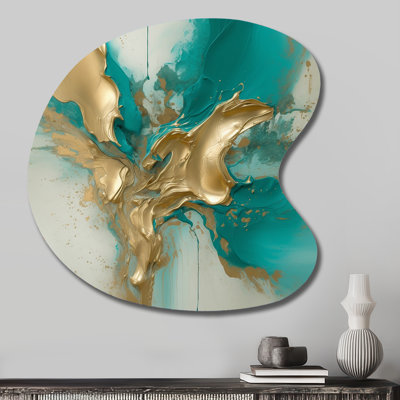 Leamington - Marble Asymmetrical Metal Wall Art, Gold Unique Shape Metal Art Print