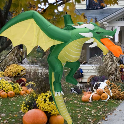 1pc 5ft Halloween Inflatables Winged Spitfire Dragon Outdoor Decorations, Halloween Outdoor Inflatables Dragon, Blow Up Yard Decorations for Halloween Yard Party Garden Lawn