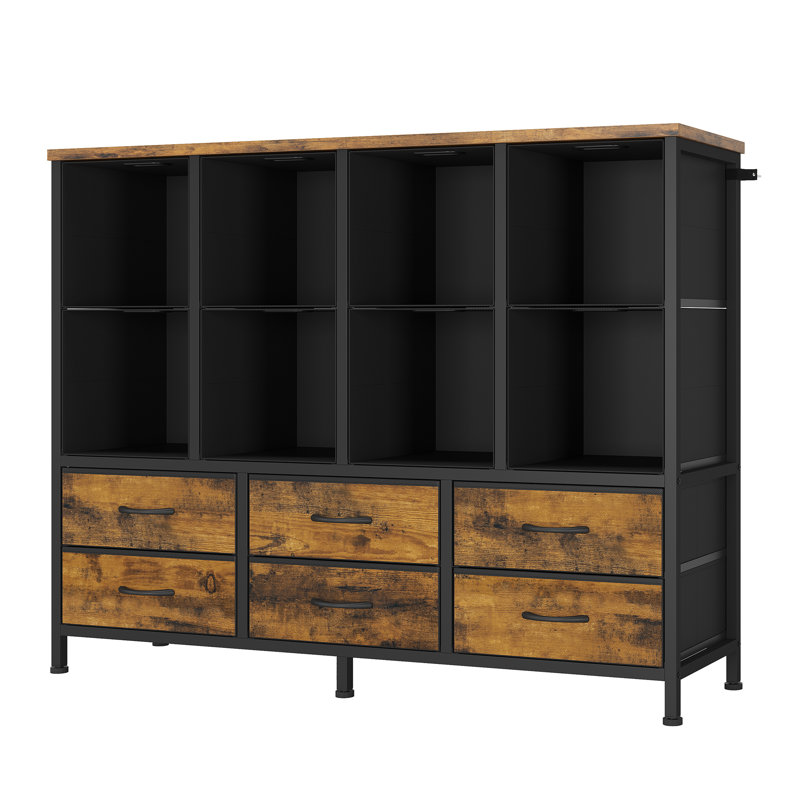 8 Cube Storage Bookcase With 6 Fabric Drawers,diy Cube Fabric Storage Organizer, 4 Tiers Bookcase With Open Display Shelves,modern Storage Bookshelf For Home And Office