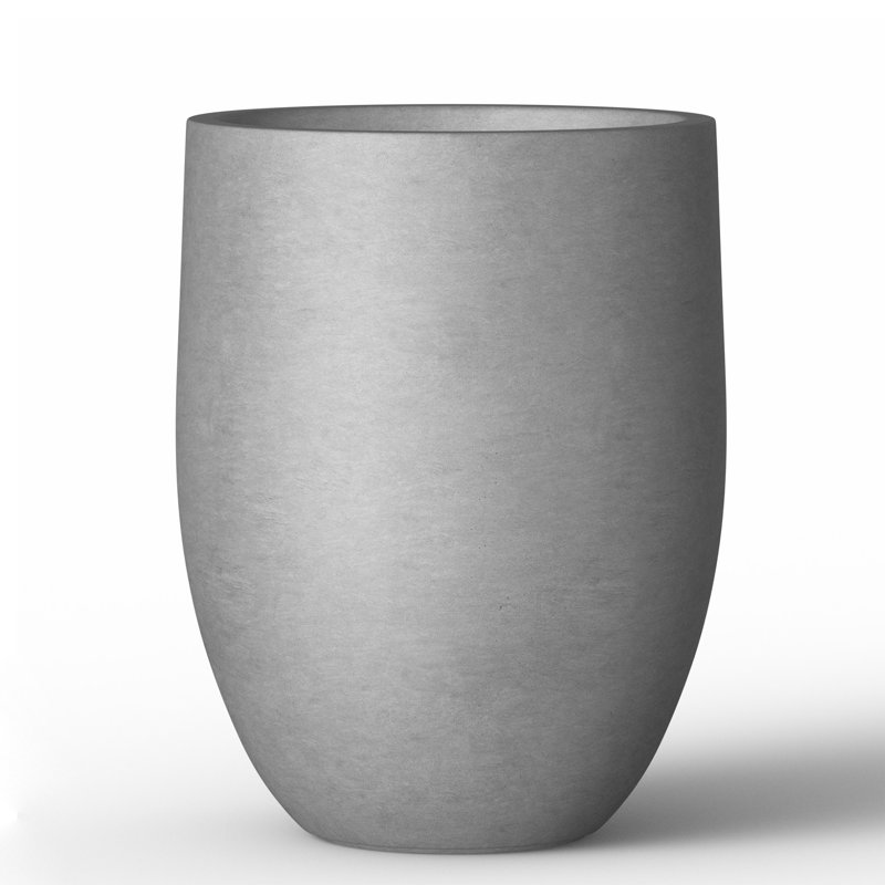 Concrete Round Planter / Pot With Drainage Holes, Natural Gray