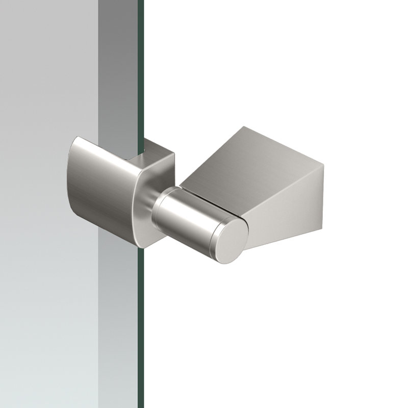 Miroir de salle de bain biseauté bleu, Nickel satiné