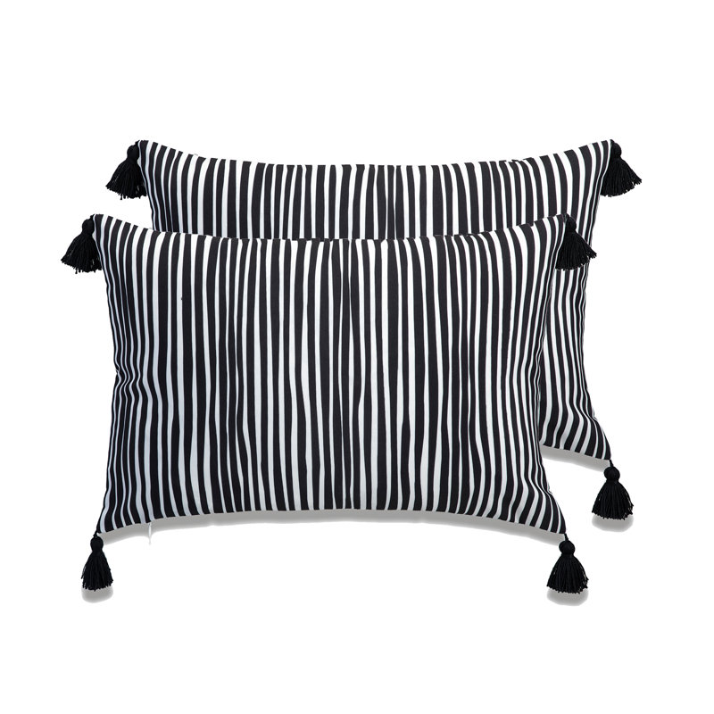 My Cottage Living Outdoor Tassels Outdoor Throw Pillow, Black