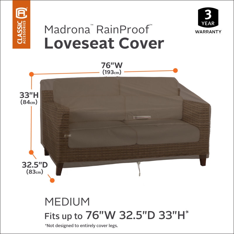 Nathanael Outdoor Patio Sofa Cover, 33" H x 76" W x 32.5" D