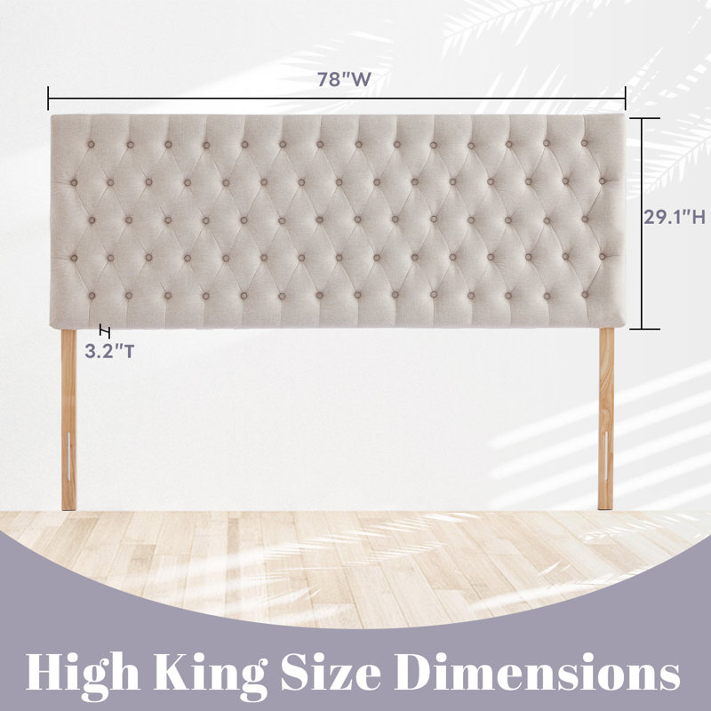 Tête de lit tapissier Aveigha Elegant, Lin beige , Très grand
