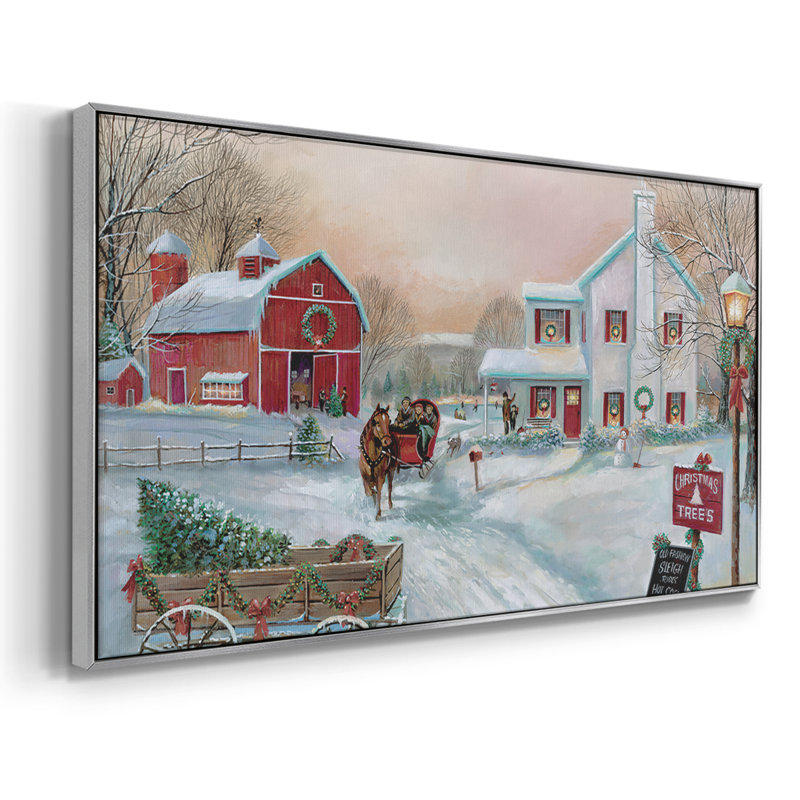 Christmas Tree Farm- Toile tendue avec châssis encadré - Prêt à être accroché, Argent argent, H 17 po x l 33 po
