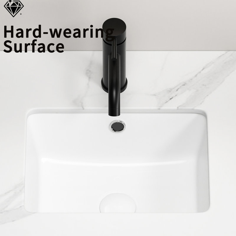 Undermount Bathroom Sink 16 Inch Rectangle, Low Absorption, Withstand Acid And Alkali, 18.9 In Package Depth American Style Wash Basin Sink, White Porcelain Undermount, Temperature - Stable, 11.55 Lb