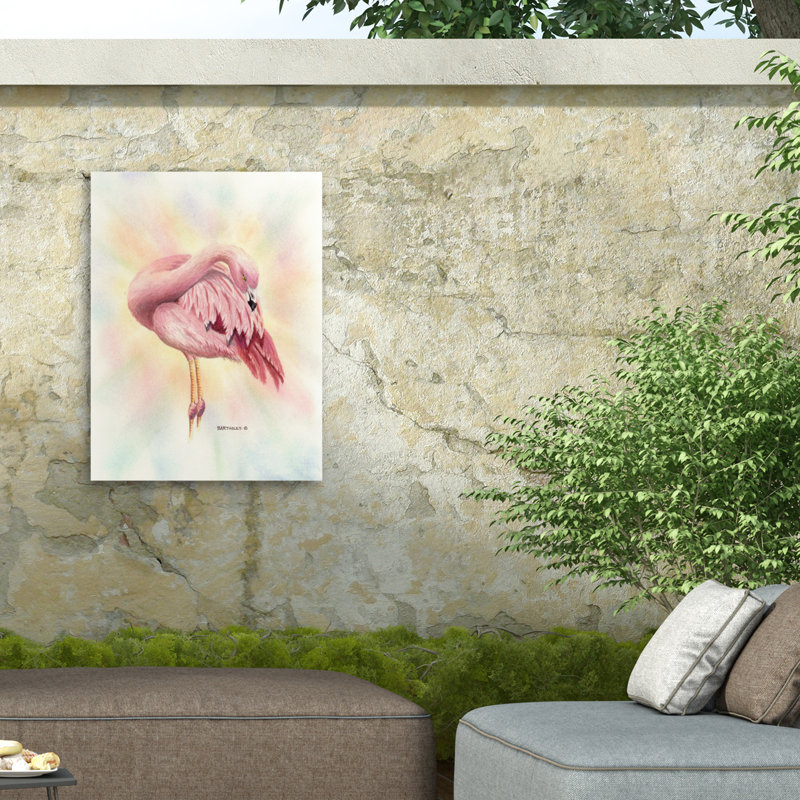 Dave Bartholet Flamingo Outdoor  Canvas, 24" H x 32" W
