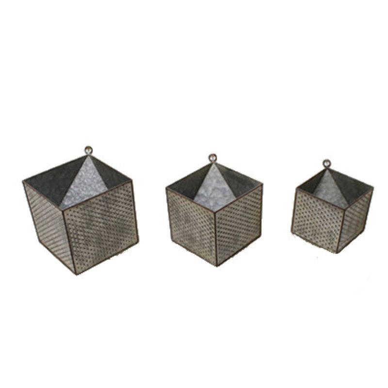 Ensemble de 3 pots à fleurs suspendus en métal
