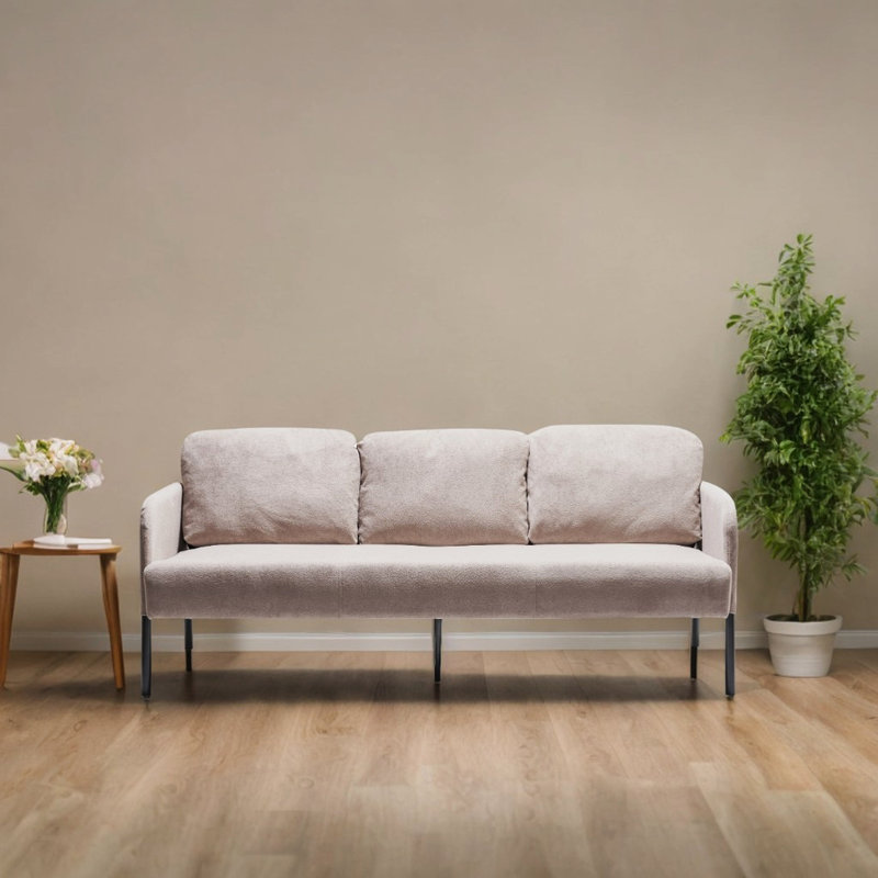 Tissu beige à 3 places - doux pour les petits espaces de vie et de travail, Beige