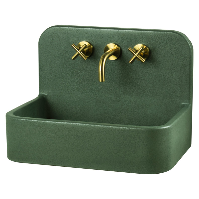 Newterra Handmade Concrete Wall/Vessel 22" Bathroom Sink, Forest, 3 Hole