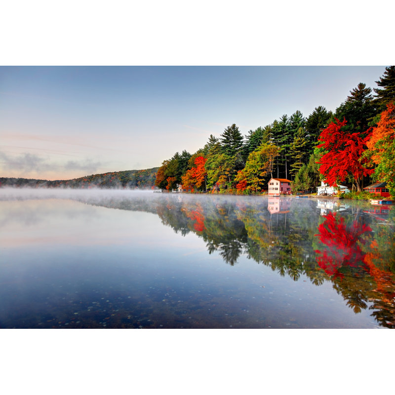Autumn Colours Along Lake by Denistangneyjr - Wrapped Canvas Print, 81cm H x 122cm W