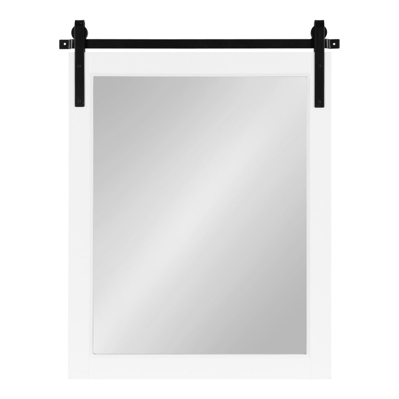 Miroir mural Strickler, 30,25 po x 24 po, Blanc / noir